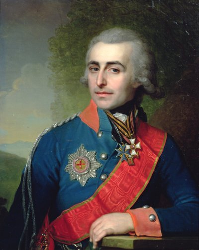 Porträt von Generaladjutant Graf Pyotr Tolstoy (1761-1844), 1799 von Vladimir Lukich Borovikovsky